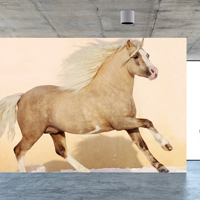 Pastel Color Running Horse Mural Wallpaper Animals Contemporary Stain-Proof Wall Art