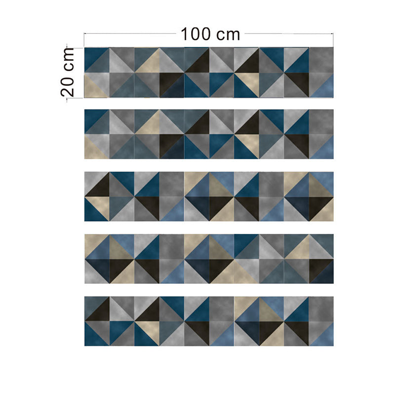 Geometrical Mosaic Tile Wallpaper Panel Boho-Chic Smooth Peel Wall Covering in Blue-Brown