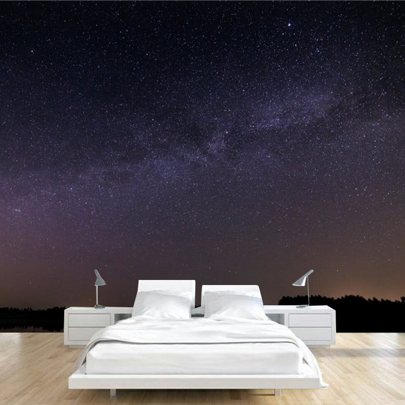 Serenity Night Lake Landscape Mural for Bedroom Starry Sky Wall Decor, Optional Size