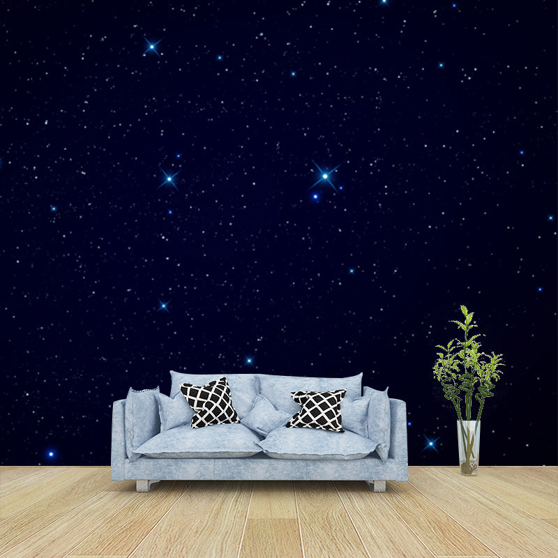 Modern Sparse Starry Sky Mural for Living Room Custom Wall Covering in Dark Color
