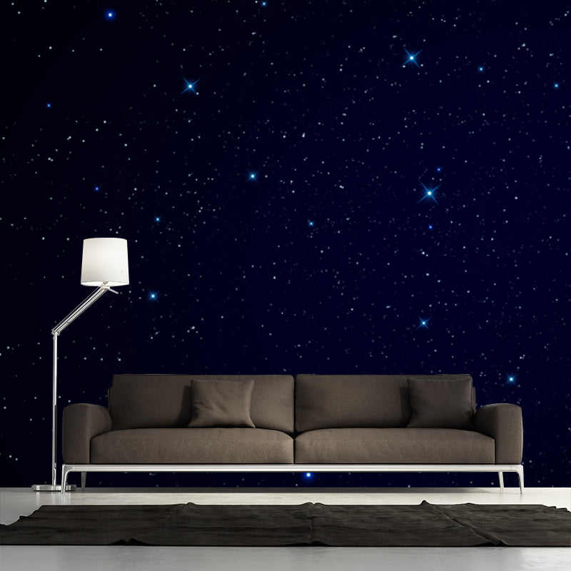 Modern Sparse Starry Sky Mural for Living Room Custom Wall Covering in Dark Color