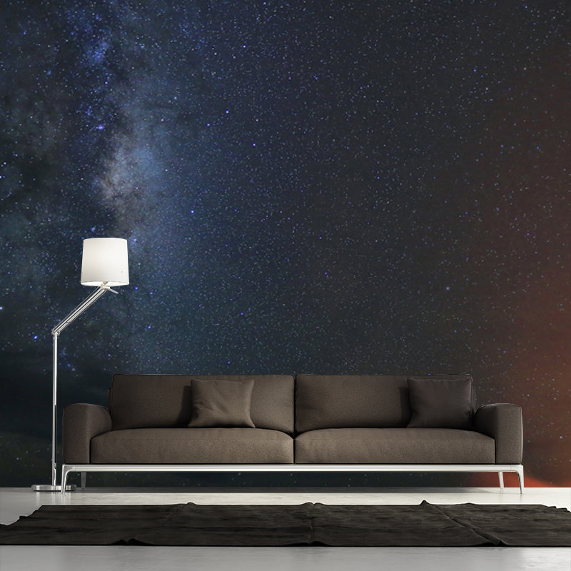 Asteroid Galaxy Wall Mural Decal Contemporary Non-Woven Fabric Wall Art in Black