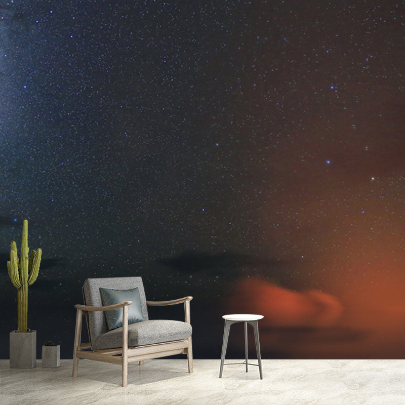 Asteroid Galaxy Wall Mural Decal Contemporary Non-Woven Fabric Wall Art in Black