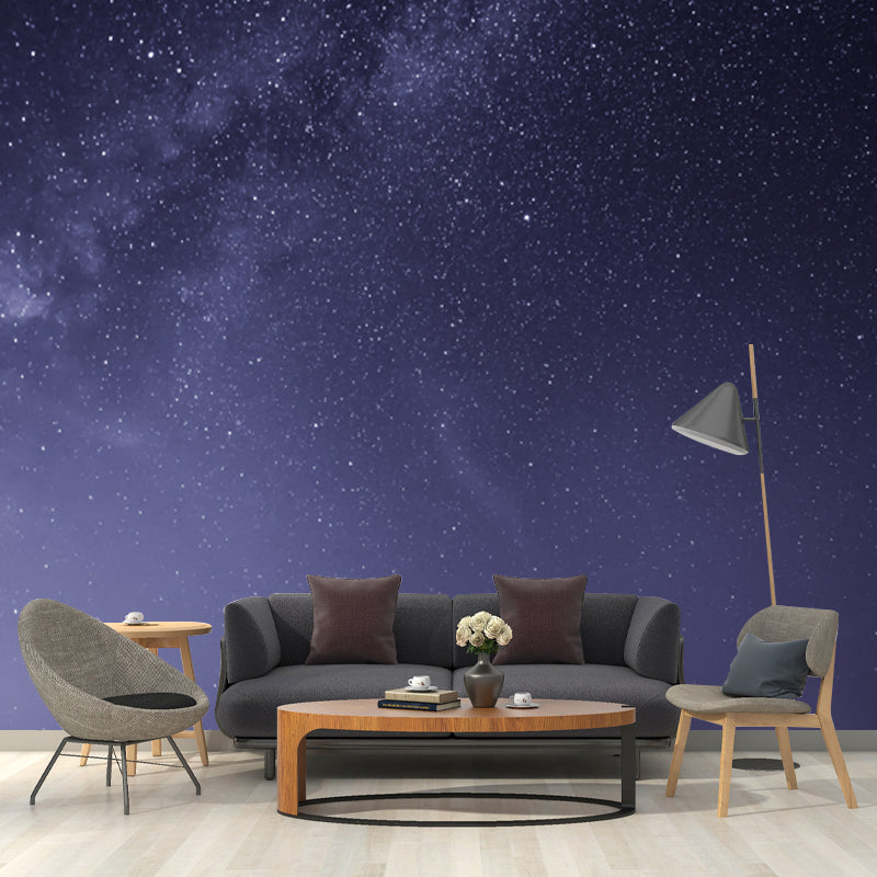 Purple Sparkling Stars Mural Decal Night Sky Scene Modern Washable Wall Decoration