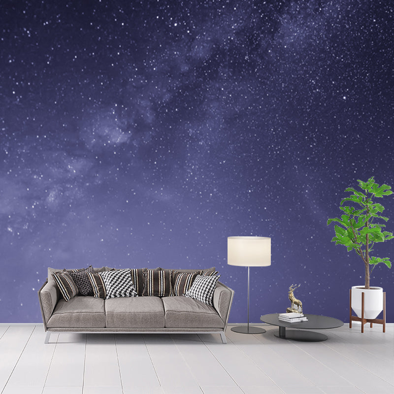 Purple Sparkling Stars Mural Decal Night Sky Scene Modern Washable Wall Decoration