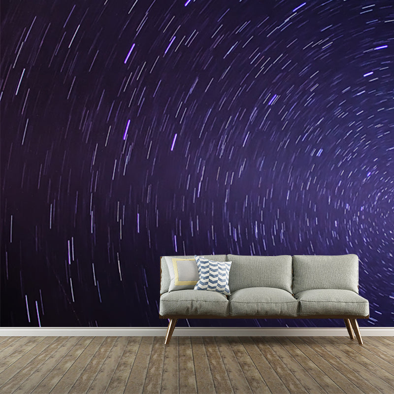 Huge Night Sky Wallpaper Mural Washable Modern Living Room Wall Covering in Blue-Purple