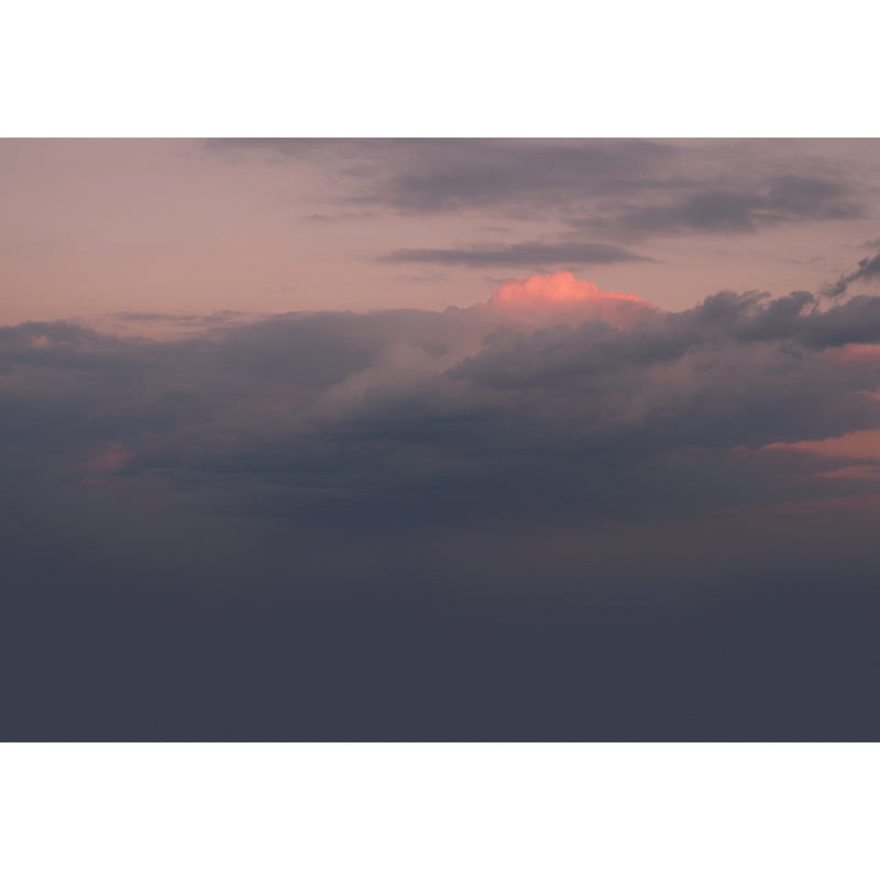 Grey-Orange Dusk Cloud Mural Moisture Resistant Modern Bedroom Wall Art, Optional Size