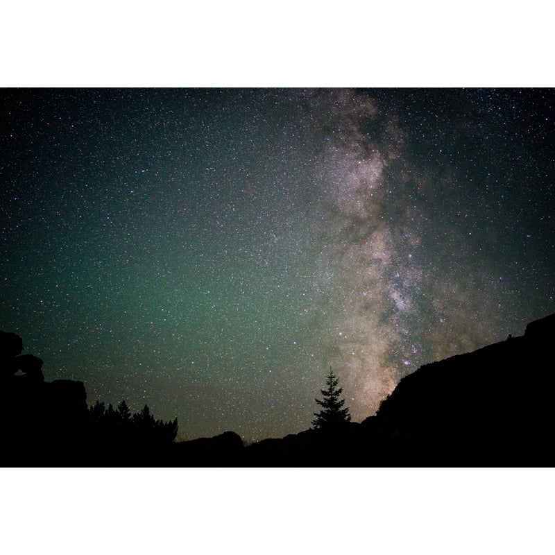 Mountain Aurora View Mural Decal Aqua Contemporary Wall Decoration for Living Room