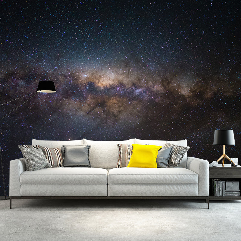 Galaxy Dazzling Stars Wallpaper Mural Modern Non-Woven Cloth Wall Art in Blue-Purple