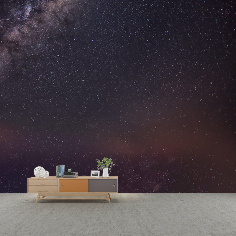 Galaxy Dazzling Stars Wallpaper Mural Modern Non-Woven Cloth Wall Art in Blue-Purple