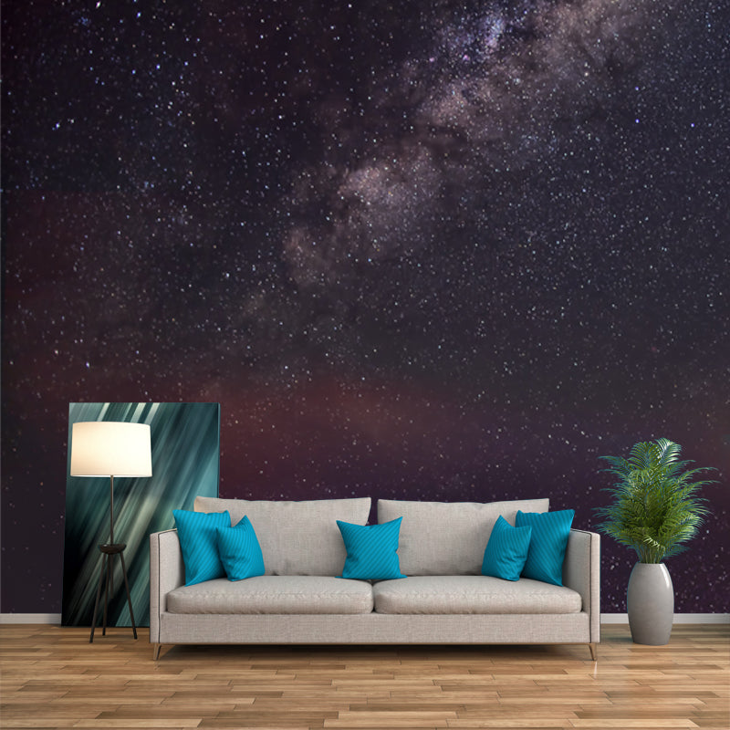 Galaxy Dazzling Stars Wallpaper Mural Modern Non-Woven Cloth Wall Art in Blue-Purple