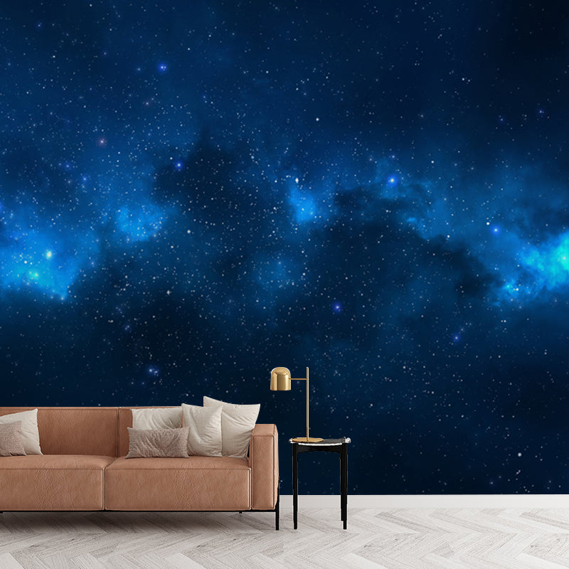 Planetary Nebula Star Mural Decal Modern Style Non-Woven Material Wall Covering in Blue-Black
