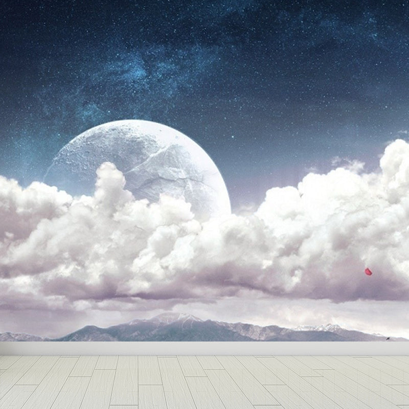 Flying-Cloud Mural Wallpaper for Living Room Sky Scene Wall Covering, Custom Printed