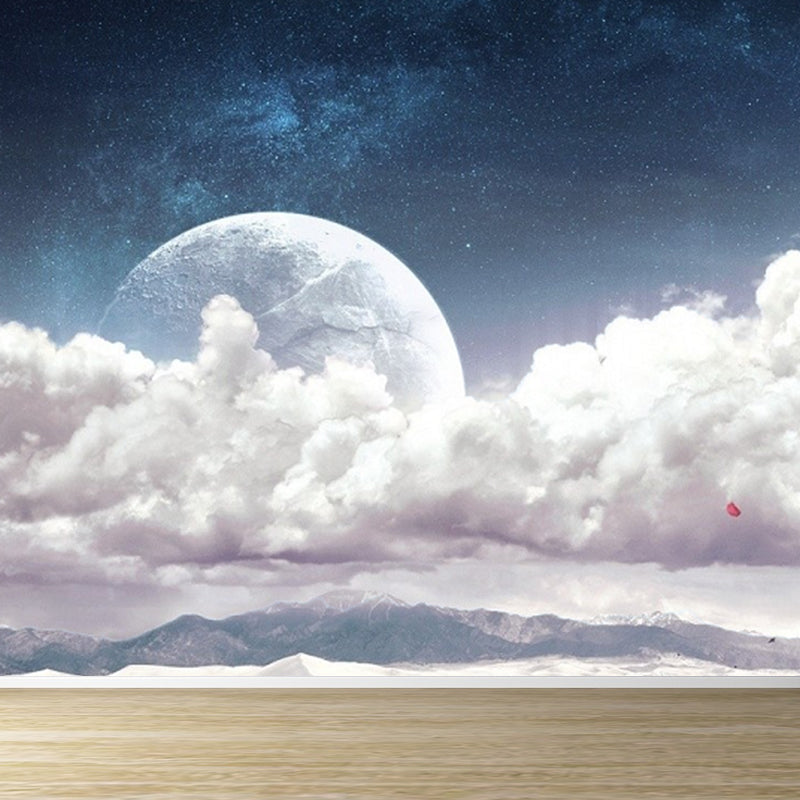 Flying-Cloud Mural Wallpaper for Living Room Sky Scene Wall Covering, Custom Printed