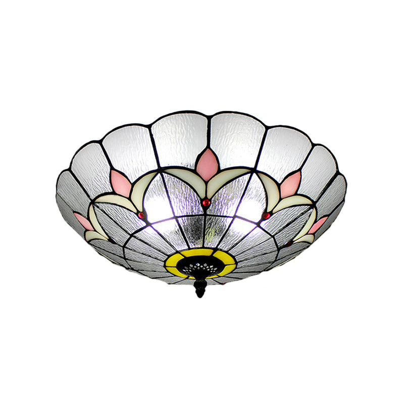 Plafonnier Tiffany classique avec petite fleur en verre transparent, luminaire décoratif de plafond, idéal pour une chambre à coucher
