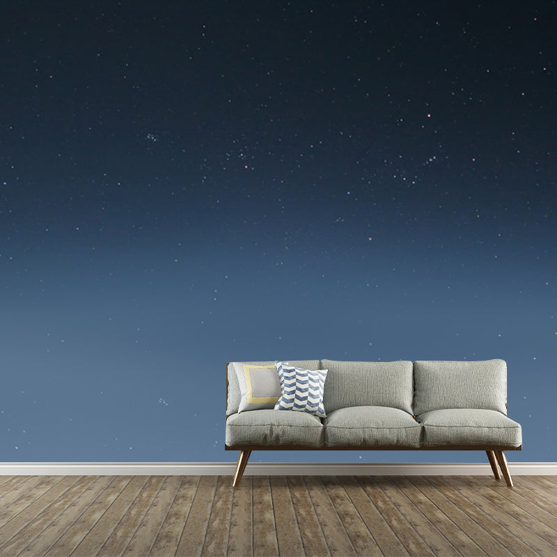 Modern Asteroid Glittering Stars Mural Blue Waterproof Wall Decor for Living Room
