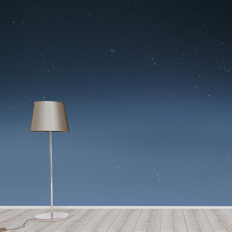 Modern Asteroid Glittering Stars Mural Blue Waterproof Wall Decor for Living Room