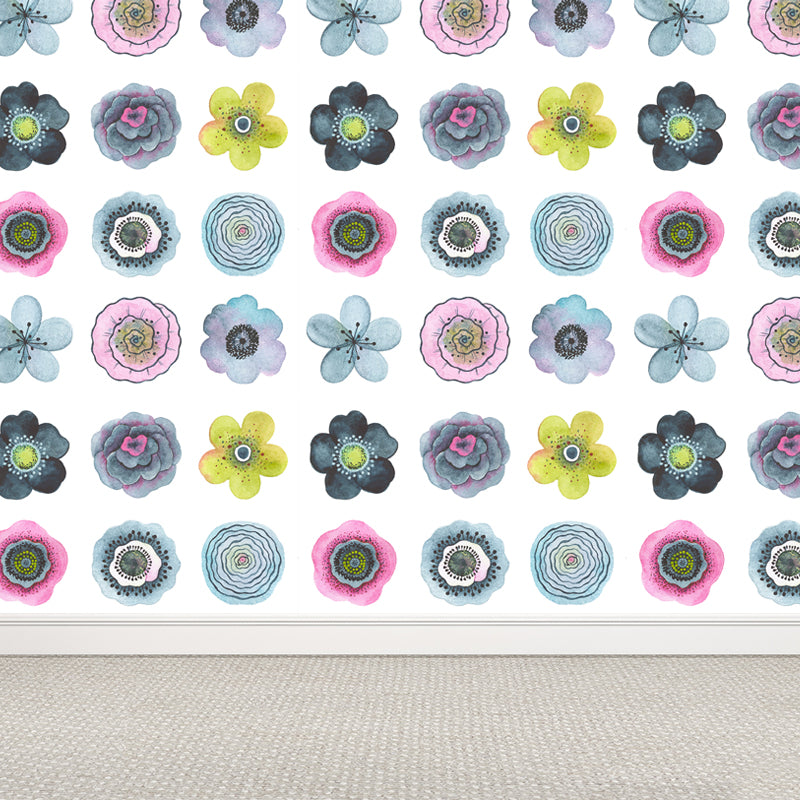Colorful Flowers Mural Wallpaper Abstract Modern Moisture Resistant Wall Art for Room