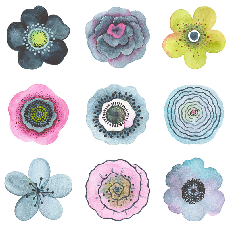 Colorful Flowers Mural Wallpaper Abstract Modern Moisture Resistant Wall Art for Room