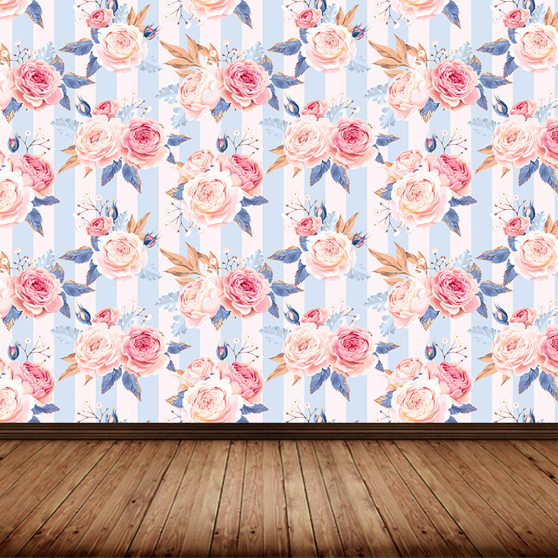 Stylish Rose Blossom Wallpaper Mural Pastel Color Flower Wall Covering for Bedroom