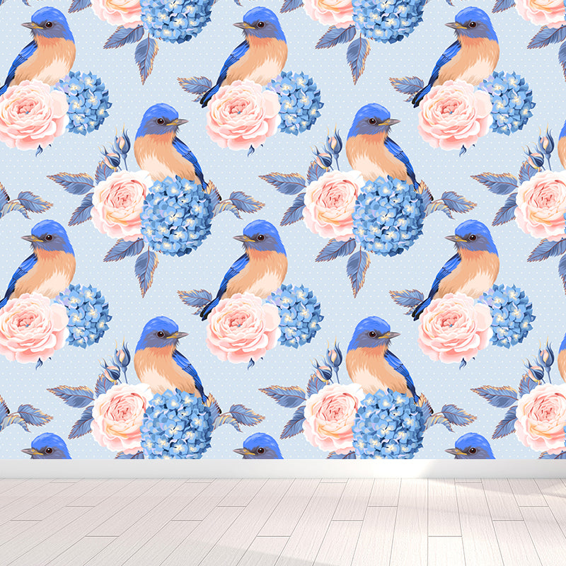 Stylish Rose Blossom Wallpaper Mural Pastel Color Flower Wall Covering for Bedroom