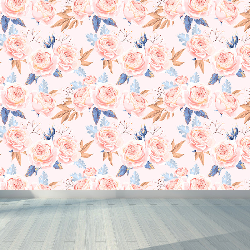 Revêtement Mural de roses entières, fleurs de salon, Art Mural de couleur douce pour la décoration