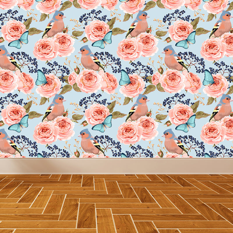 Revêtement Mural de roses entières, fleurs de salon, Art Mural de couleur douce pour la décoration