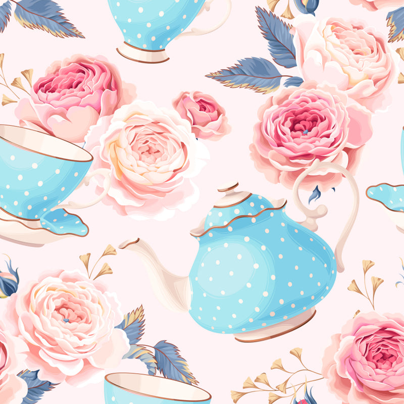 Modern Flower Rose Bloom Mural Pastel Moisture Resistant Wall Decor for Girls Room