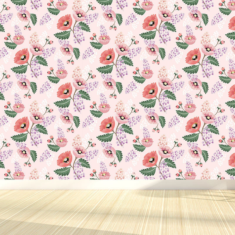 Papier peint mural à motif floral moderne, décoration murale personnalisée pour chambre à coucher, couleur douce