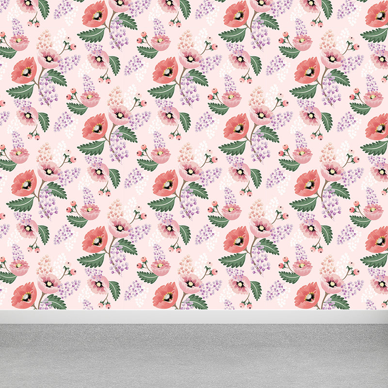 Papier peint mural à motif floral moderne, décoration murale personnalisée pour chambre à coucher, couleur douce
