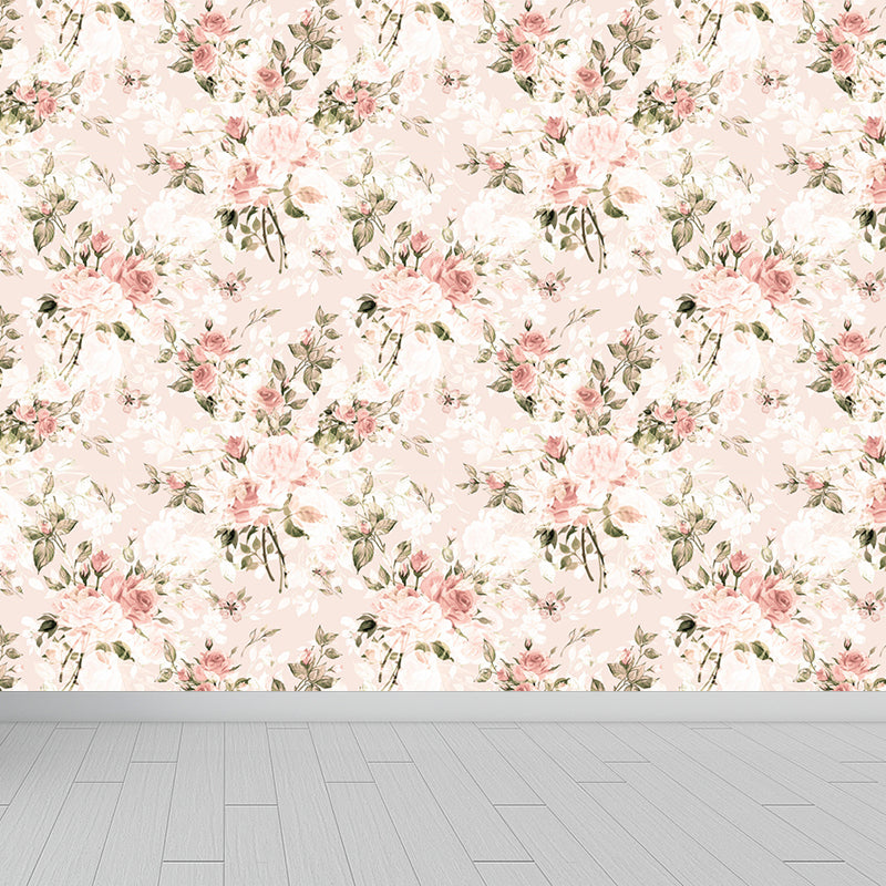 Big Blossom Wallpaper Mural Contemporary Pretty Flowers Wall Covering in Pastel Color