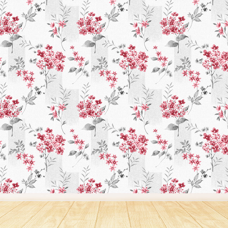 Big Blossom Wallpaper Mural Contemporary Pretty Flowers Wall Covering in Pastel Color