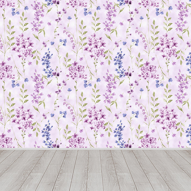 Non-Woven Stain Resistant Mural Modernist Flower Pattern Wall Decor for Living Room