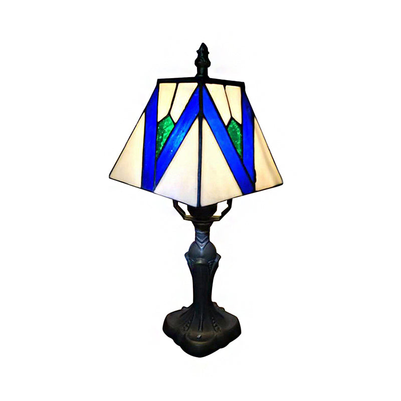 1 Lichte Craftsman Desk Light Tiffany Classic Art Glass Leeslicht in blauw/wit voor slaapkamerverlichting