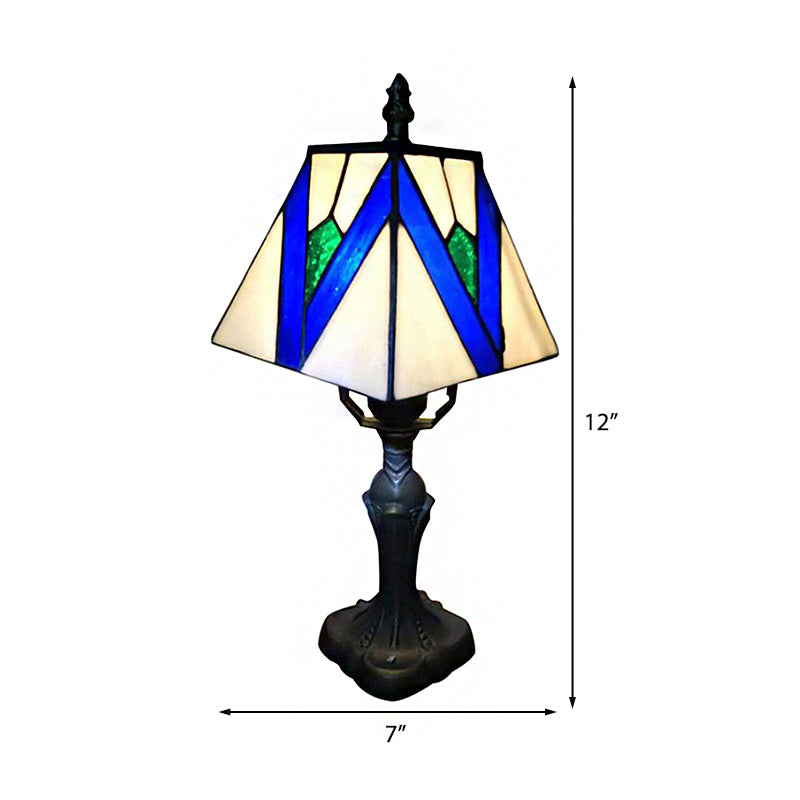 1 Light Craftsman Desk Light Tiffany Classic Glass Reading Light in Blue/White para iluminación de dormitorio
