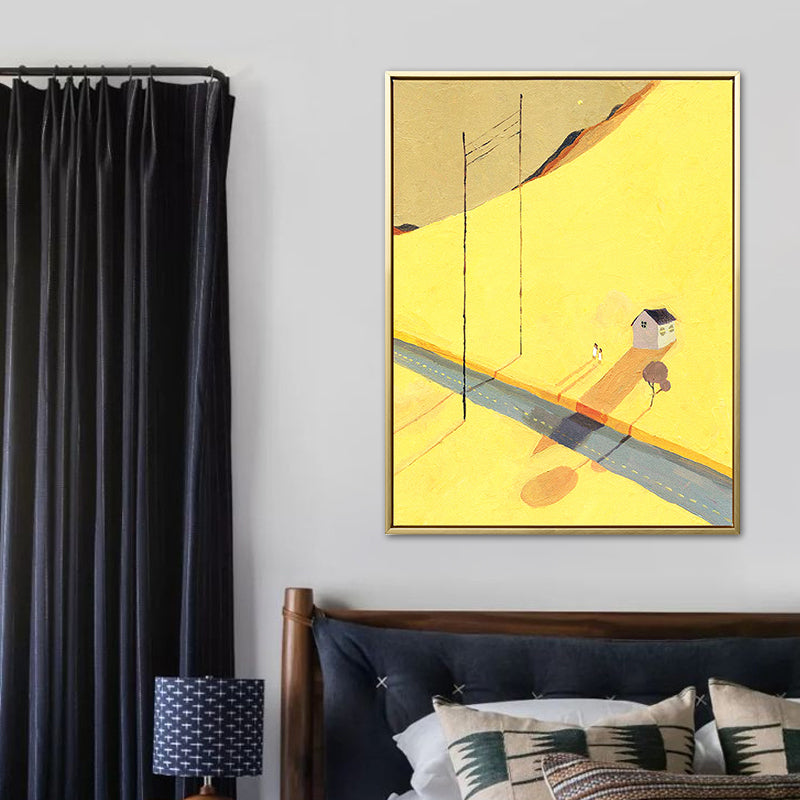 Toile de dessin de paysage abstrait, décoration murale texturée nordique de couleur douce pour chambre