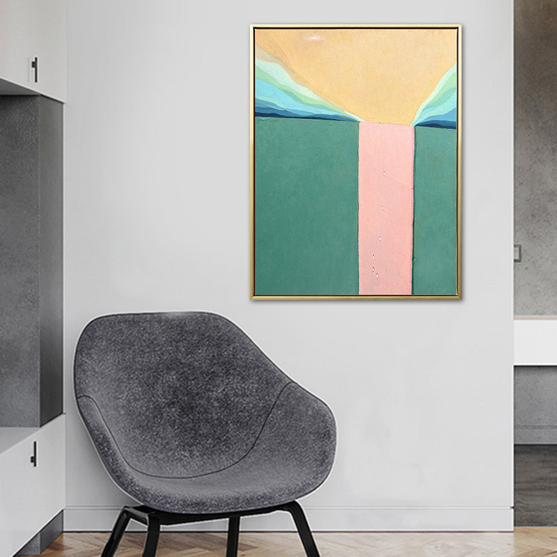 Toile de dessin de paysage abstrait, décoration murale texturée nordique de couleur douce pour chambre