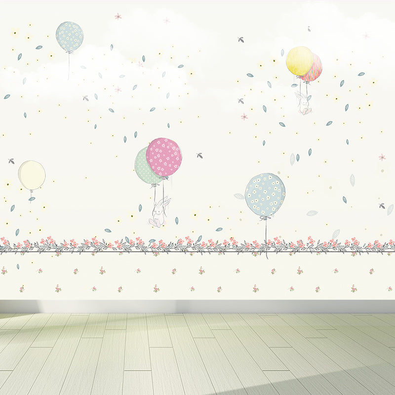 Pastel Color Balloon Wallpaper Mural Moisture Resistant Cartoon Baby Room Wall Art