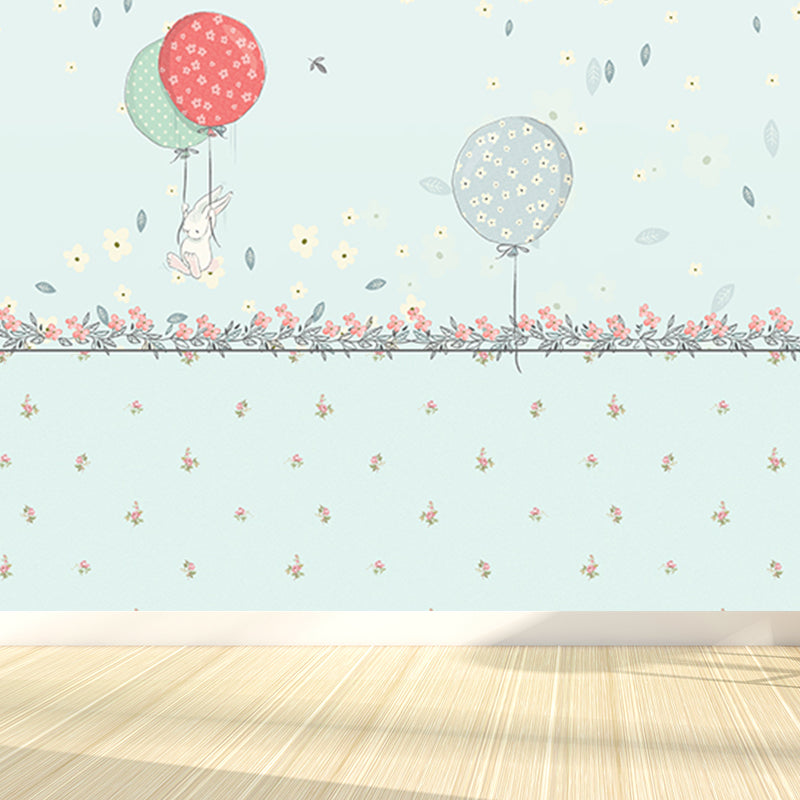 Pastel Color Balloon Wallpaper Mural Moisture Resistant Cartoon Baby Room Wall Art