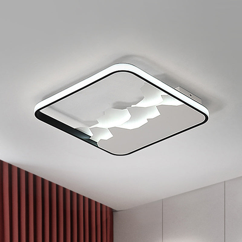 Black Square Frame Flushmount con Crack Design Moderno Acrilico LED Soffitto Illuminazione Fissaggio a Warm / White / Natural Light, 16,5 "/19.5" W