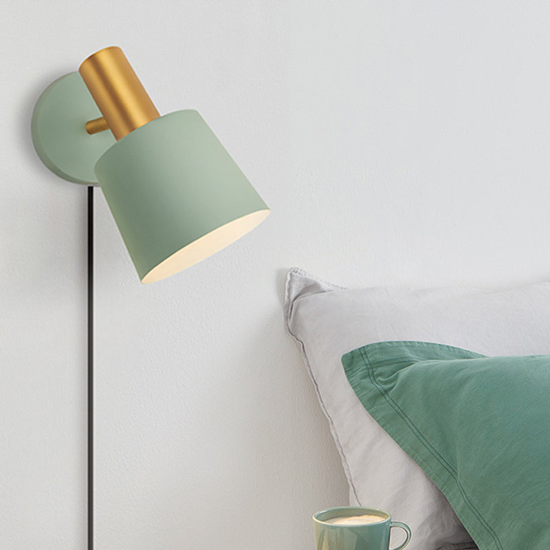 Metalltrommelleuchte Leuchte modernistische 1-Licht-Wandlampe in Weiß/Grün für Schlafzimmer