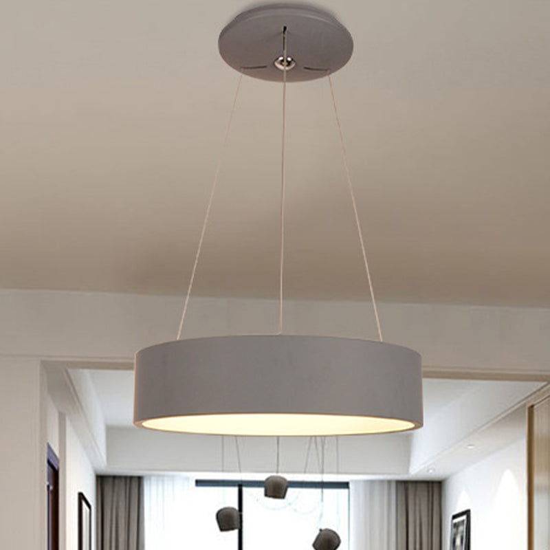 Aluminum Round LED Pendant Lamp Minimalist Grey Ceiling Hanging Light over Dining Table