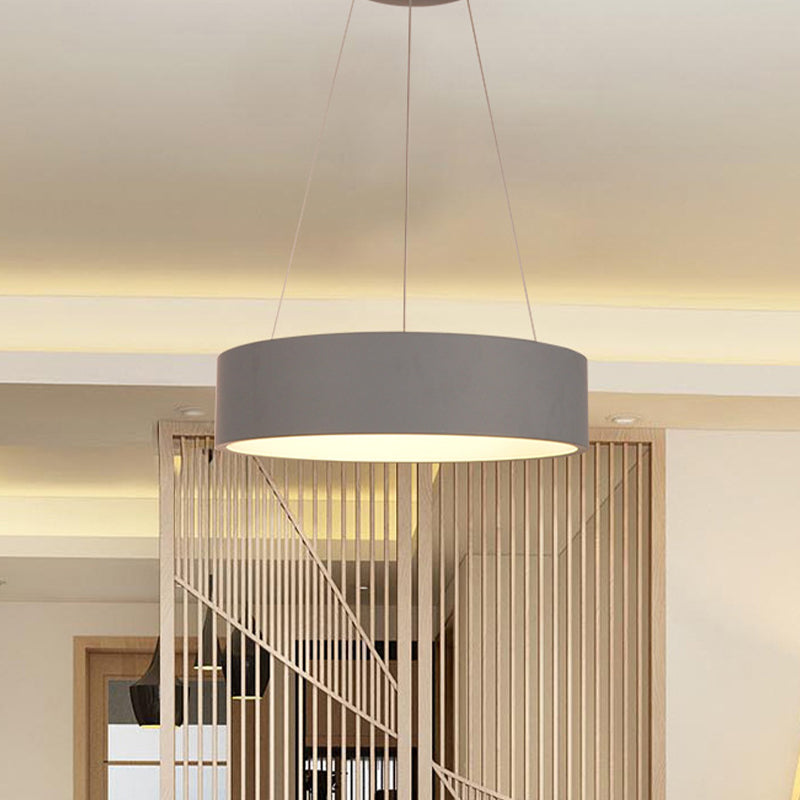 Aluminum Round LED Pendant Lamp Minimalist Grey Ceiling Hanging Light over Dining Table