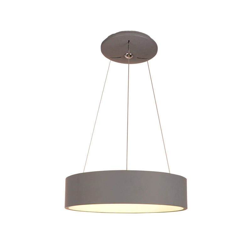 Aluminum Round LED Pendant Lamp Minimalist Grey Ceiling Hanging Light over Dining Table
