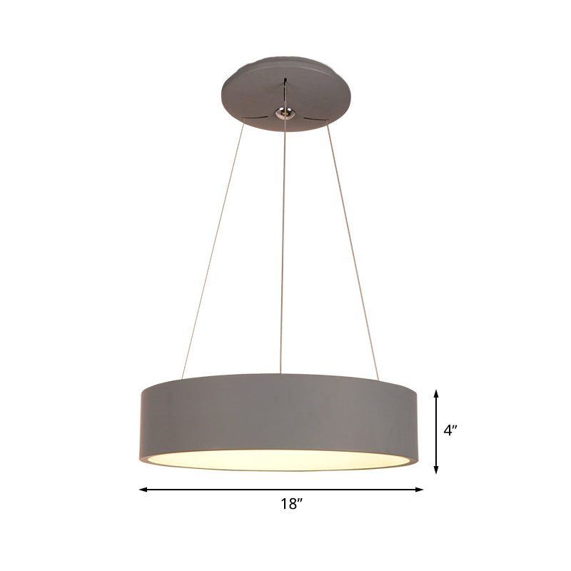 Aluminum Round LED Pendant Lamp Minimalist Grey Ceiling Hanging Light over Dining Table
