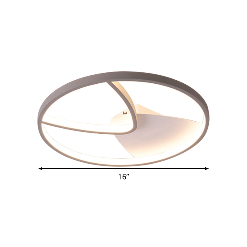 V Shape Metal Ceiling Light Fixture Contemporary Grey LED Flush Mount in Warm/White Light with Silica Gel Diffuser, 16.5"/20.5" W