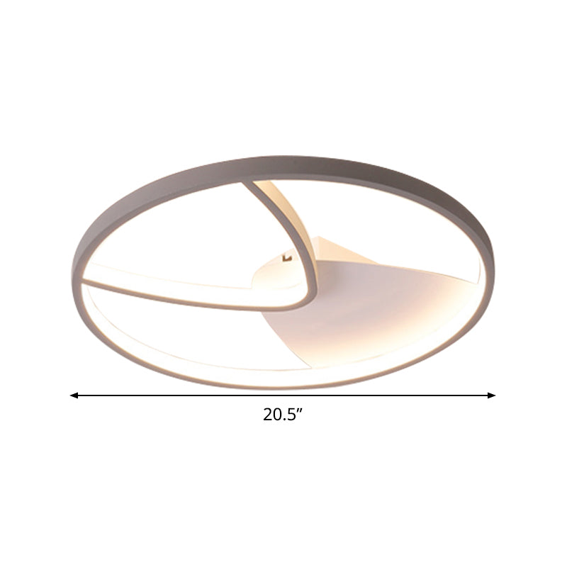 V Shape Metal Ceiling Light Fixture Contemporary Grey LED Flush Mount in Warm/White Light with Silica Gel Diffuser, 16.5"/20.5" W