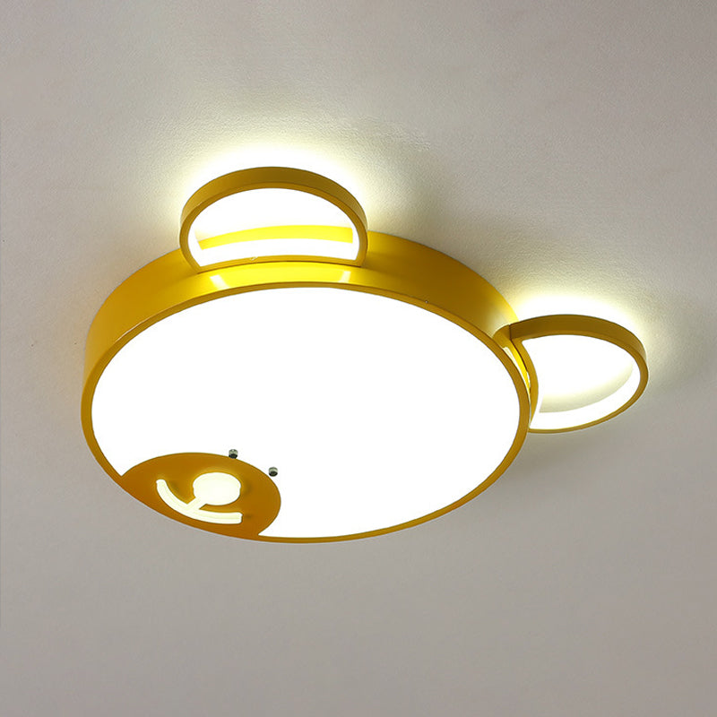 Acrylic Bear-Shape Ceiling Lamp Creative LED Gold Flushmount Lighting for Nursery