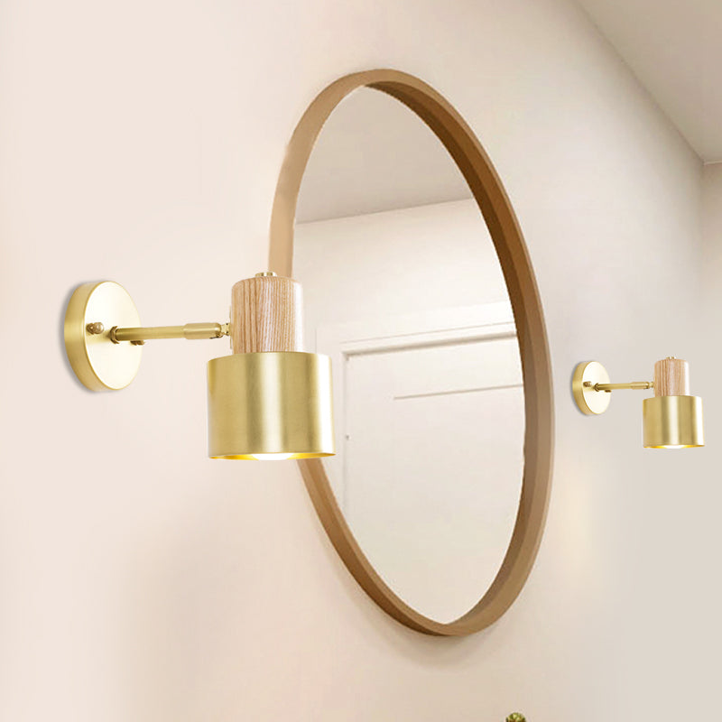 Colonialismo de pared beige/cilindro marrón colonialismo metal 1 accesorio de iluminación de pared de dormitorio ligero con tapa de madera