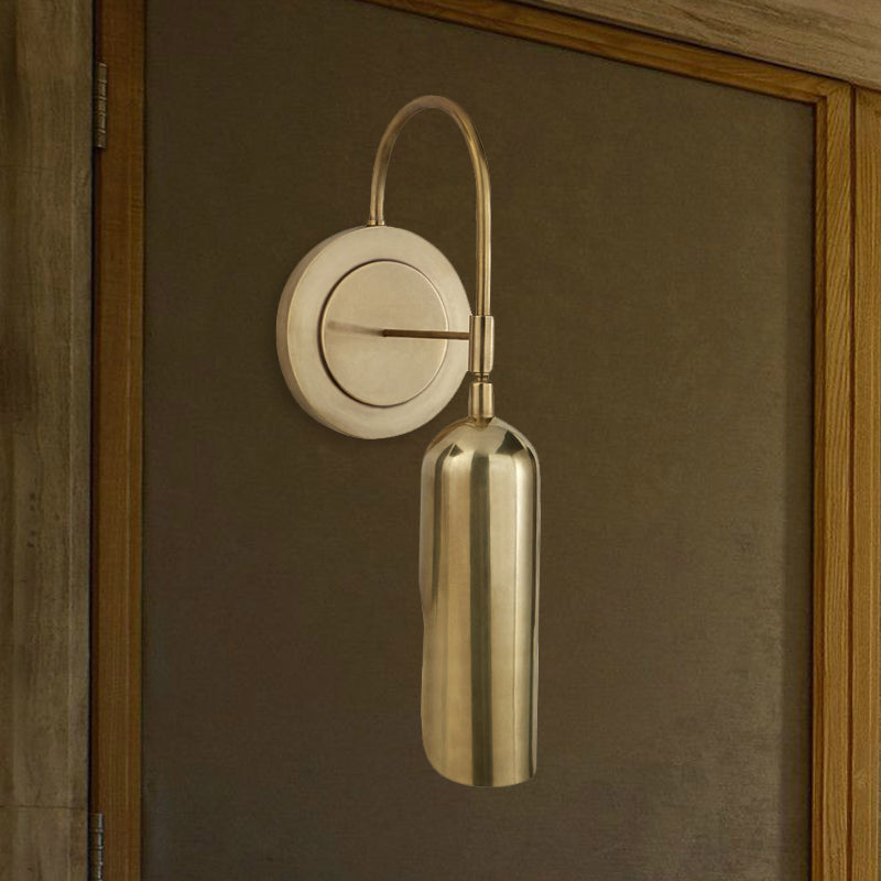 Lámpara de pared de tubo de metal Colonial 1 Luz de la sala Liver pared Flexión de iluminación en oro